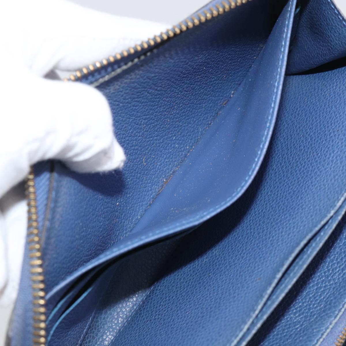 LOUIS VUITTON Monogram Empreinte Zippy Wallet Blue M11969 LV Auth 215584