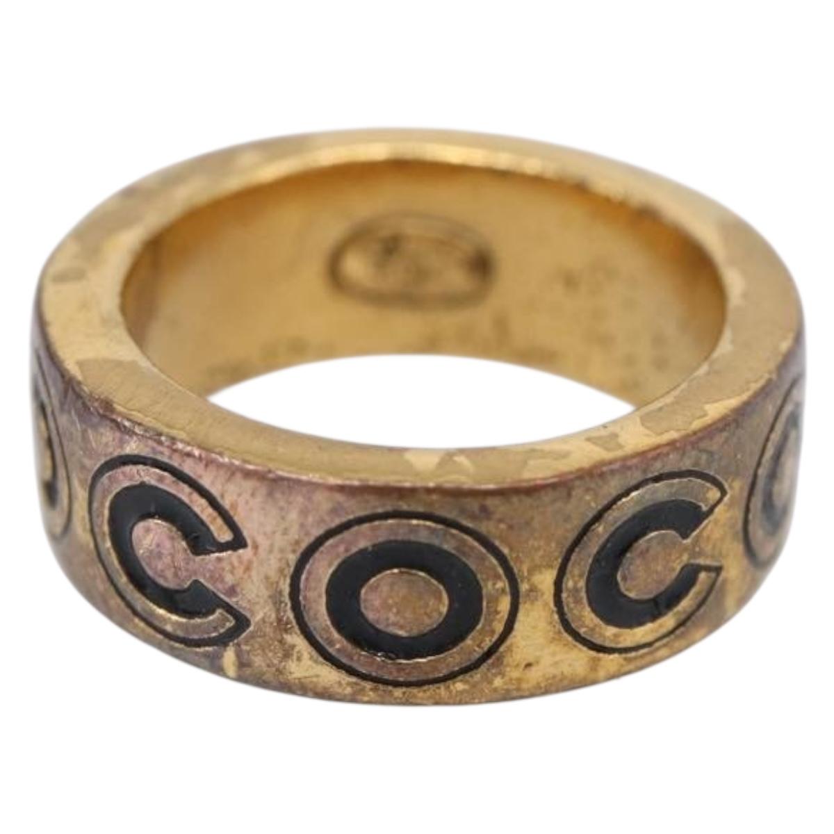 CHANEL Ring Metal Gold Tone #13(JP Size) CC Auth 215585