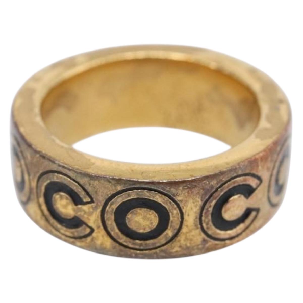 CHANEL Ring Metal Gold Tone #13(JP Size) CC Auth 215585