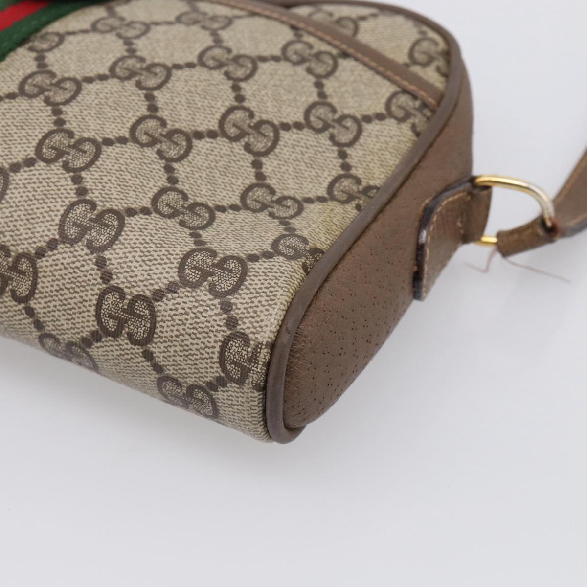GUCCI GG Supreme Web Sherry Line Bag PVC Beige Gold 89 02 055 Auth 215588