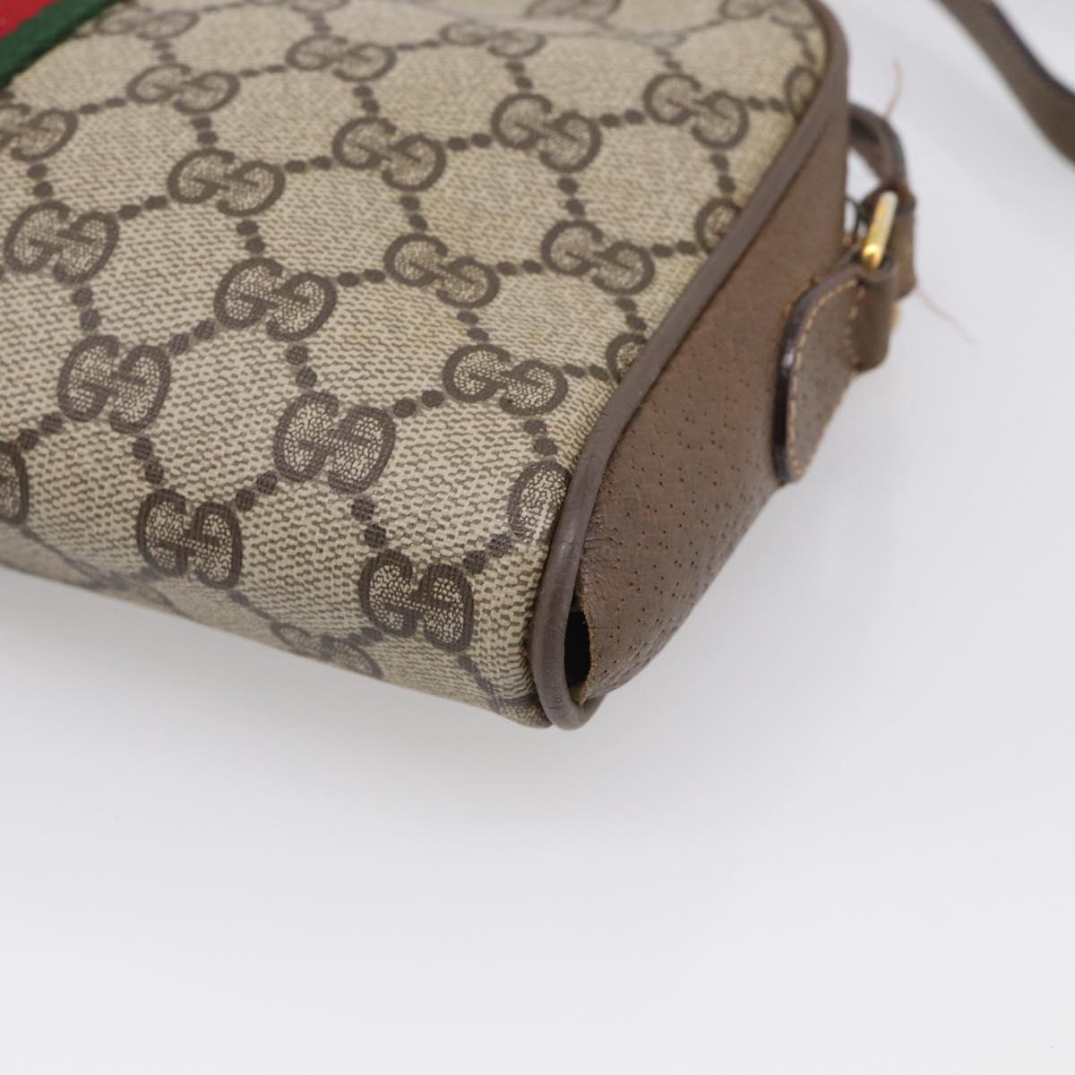 GUCCI GG Supreme Web Sherry Line Bag PVC Beige Gold 89 02 055 Auth 215588