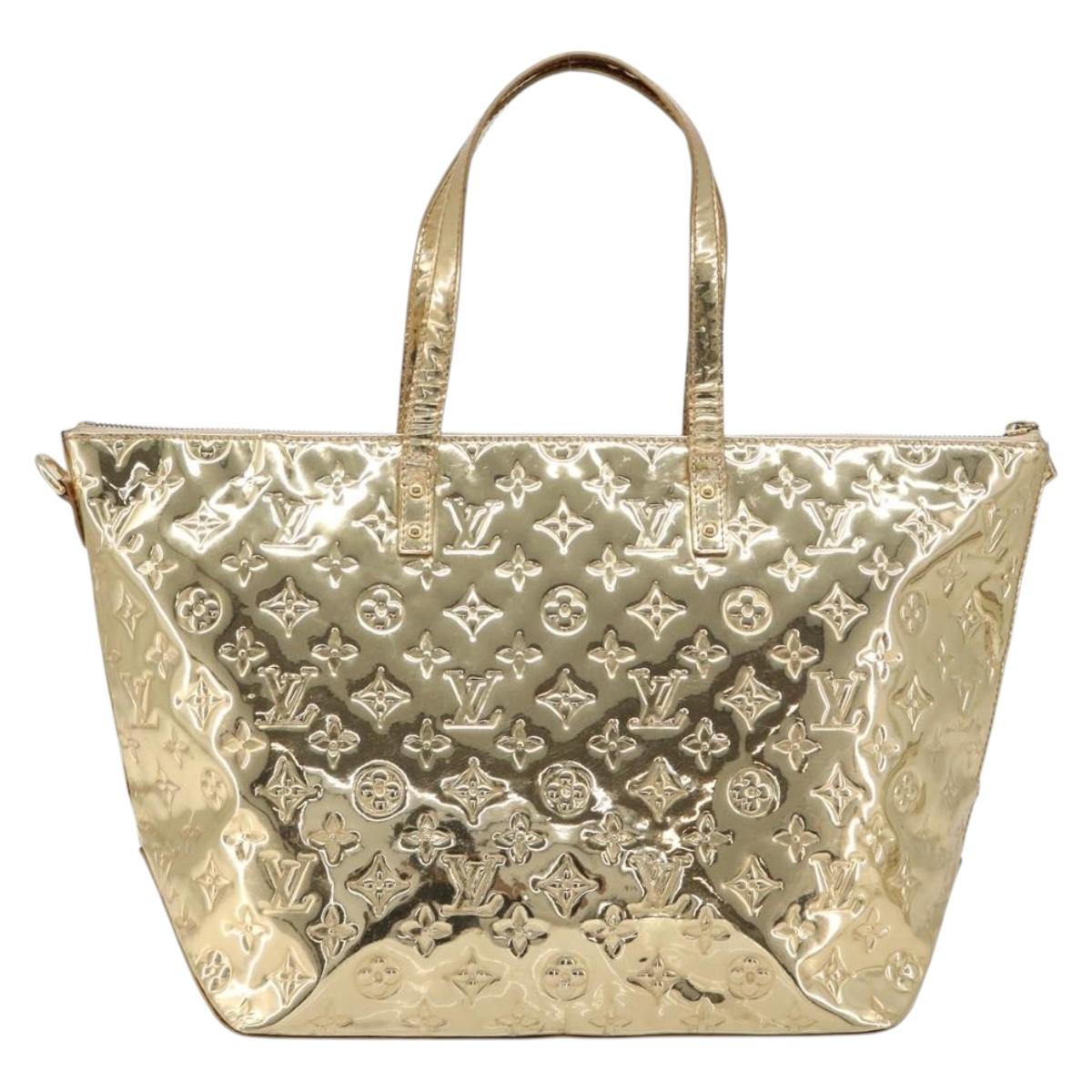 LOUIS VUITTON Monogram Miroir Bellevue GM Tote Bag Gold LV Auth 215596