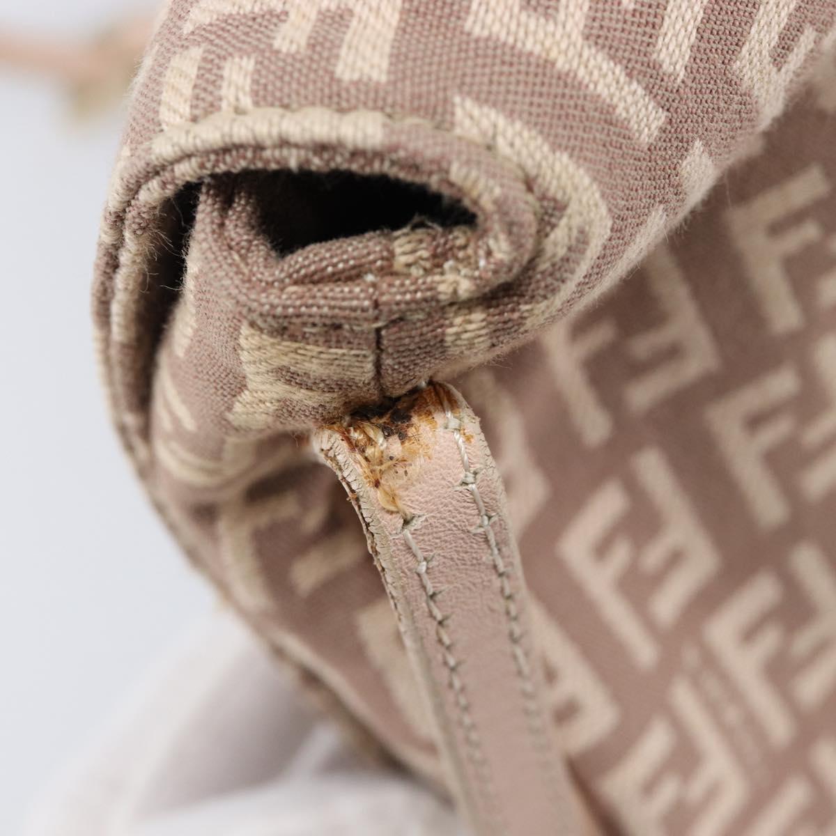 FENDI Zucchino Canvas Mamma Baguette Shoulder Bag Pink Gold Auth 215607V