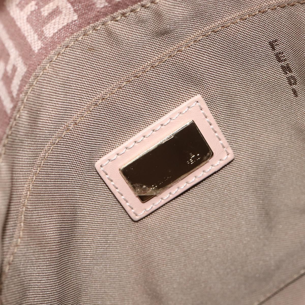 FENDI Zucchino Canvas Mamma Baguette Shoulder Bag Pink Gold Auth 215607V