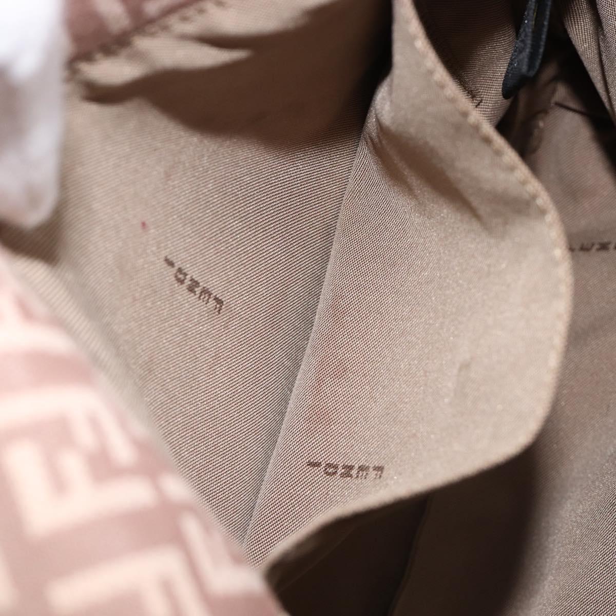 FENDI Zucchino Canvas Mamma Baguette Shoulder Bag Pink Gold Auth 215607V