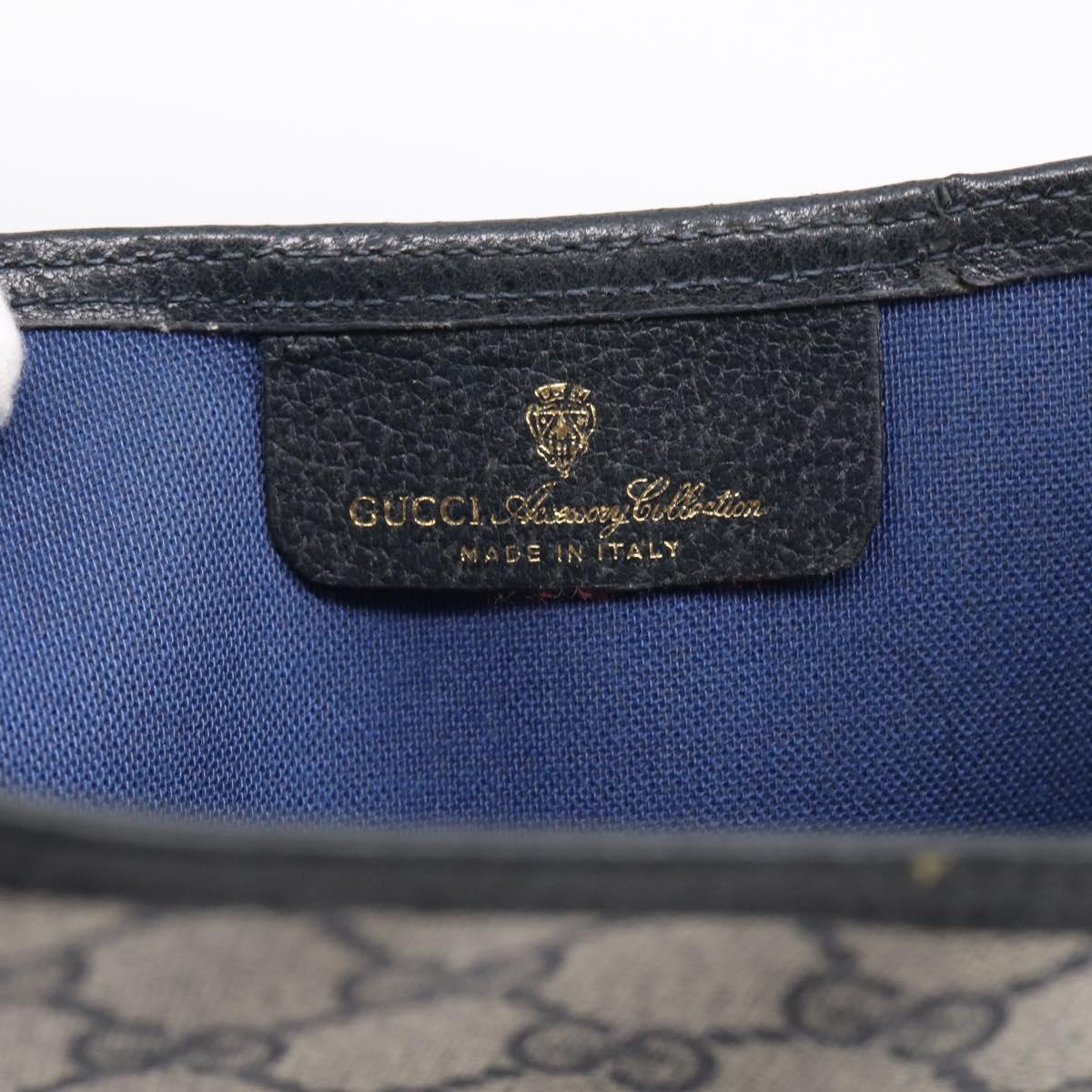 GUCCI GG Supreme Sherry Line Tote Bag PVC Navy Gold 39 02 003 Auth 215608A