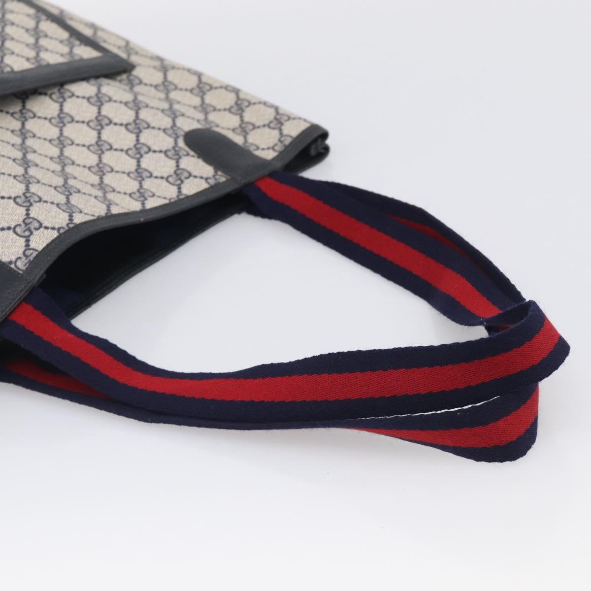 GUCCI GG Supreme Sherry Line Tote Bag PVC Navy Gold 39 02 003 Auth 215608A