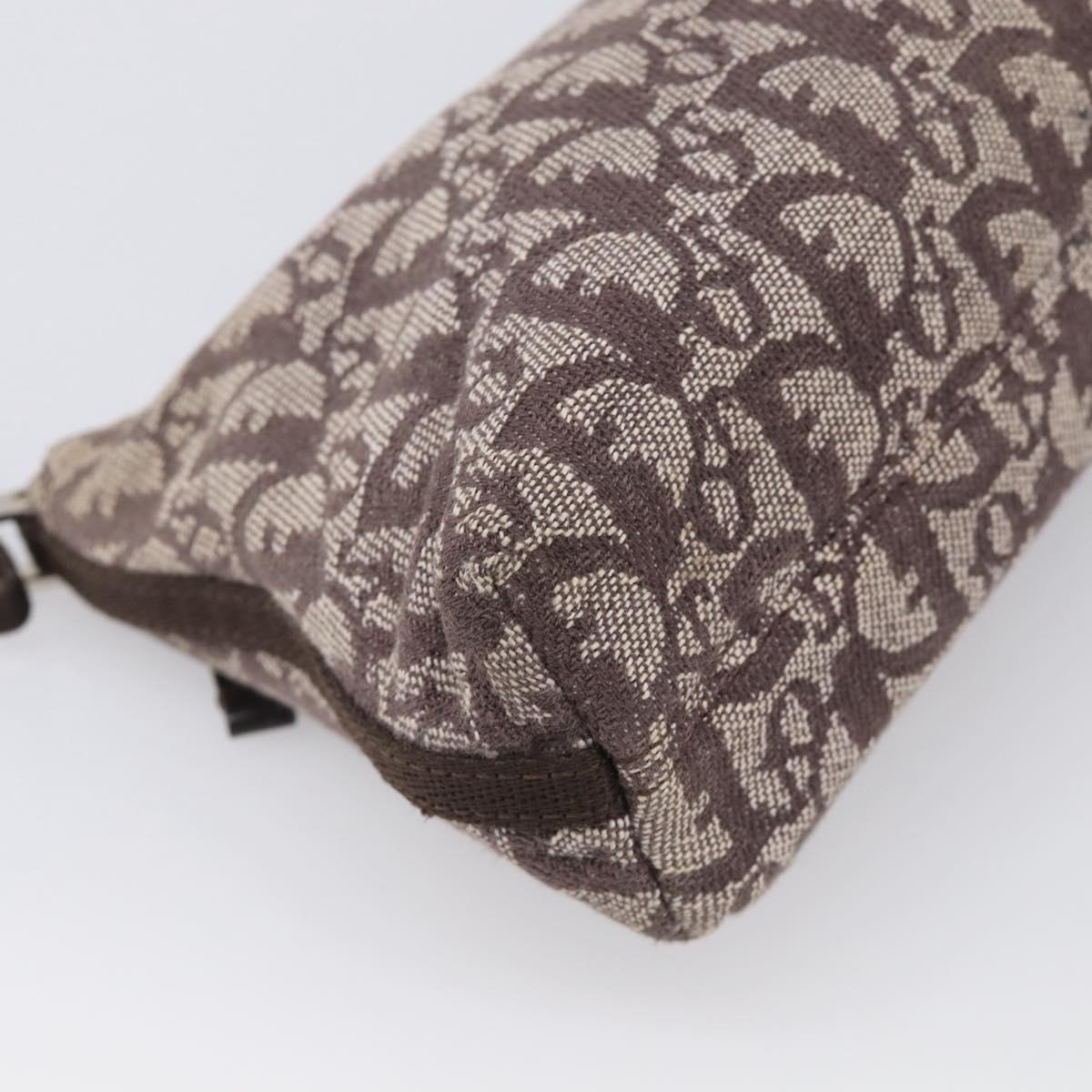 Christian Dior Trotter Canvas Accessory Pouch Brown Silver Auth 215610