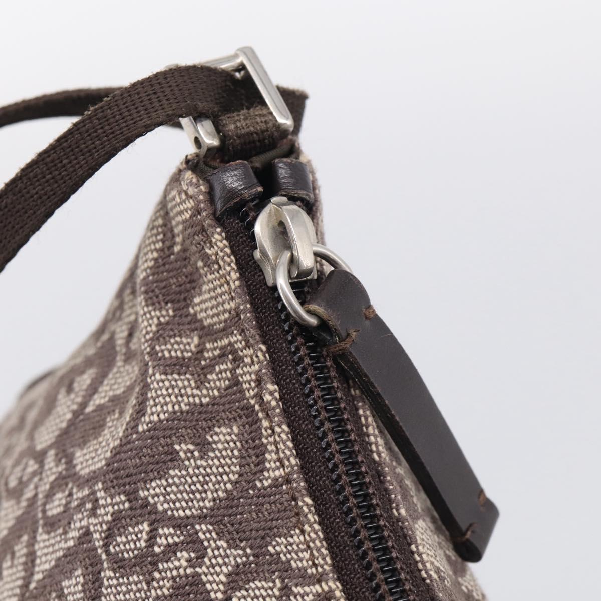 Christian Dior Trotter Canvas Accessory Pouch Brown Silver Auth 215610