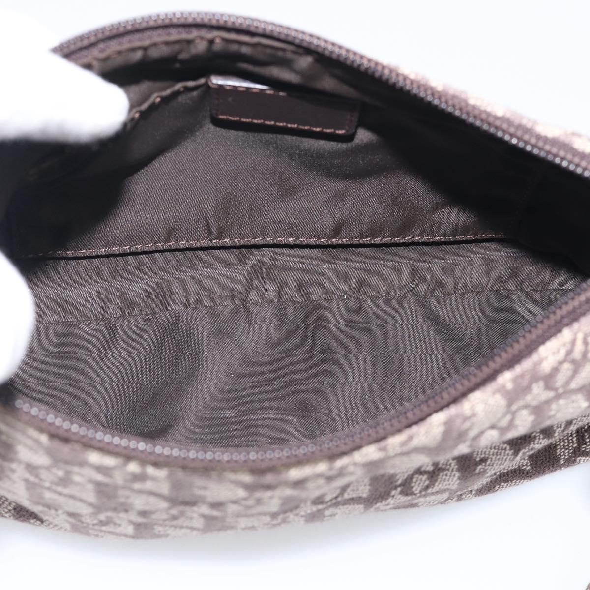 Christian Dior Trotter Canvas Accessory Pouch Brown Silver Auth 215610
