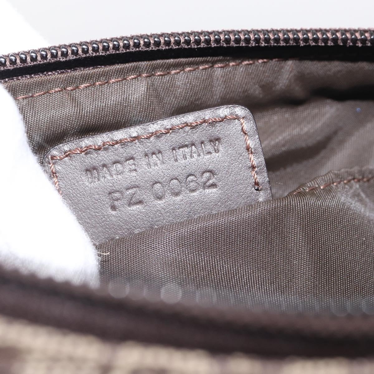 Christian Dior Trotter Canvas Accessory Pouch Brown Silver Auth 215610