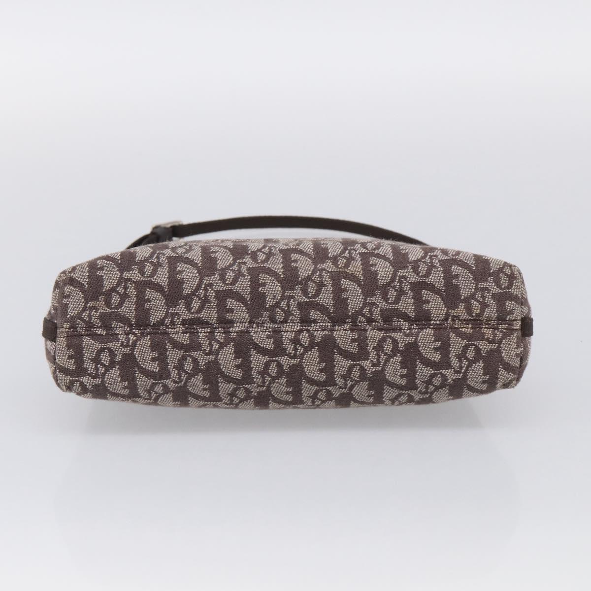 Christian Dior Trotter Canvas Accessory Pouch Brown Silver Auth 215610