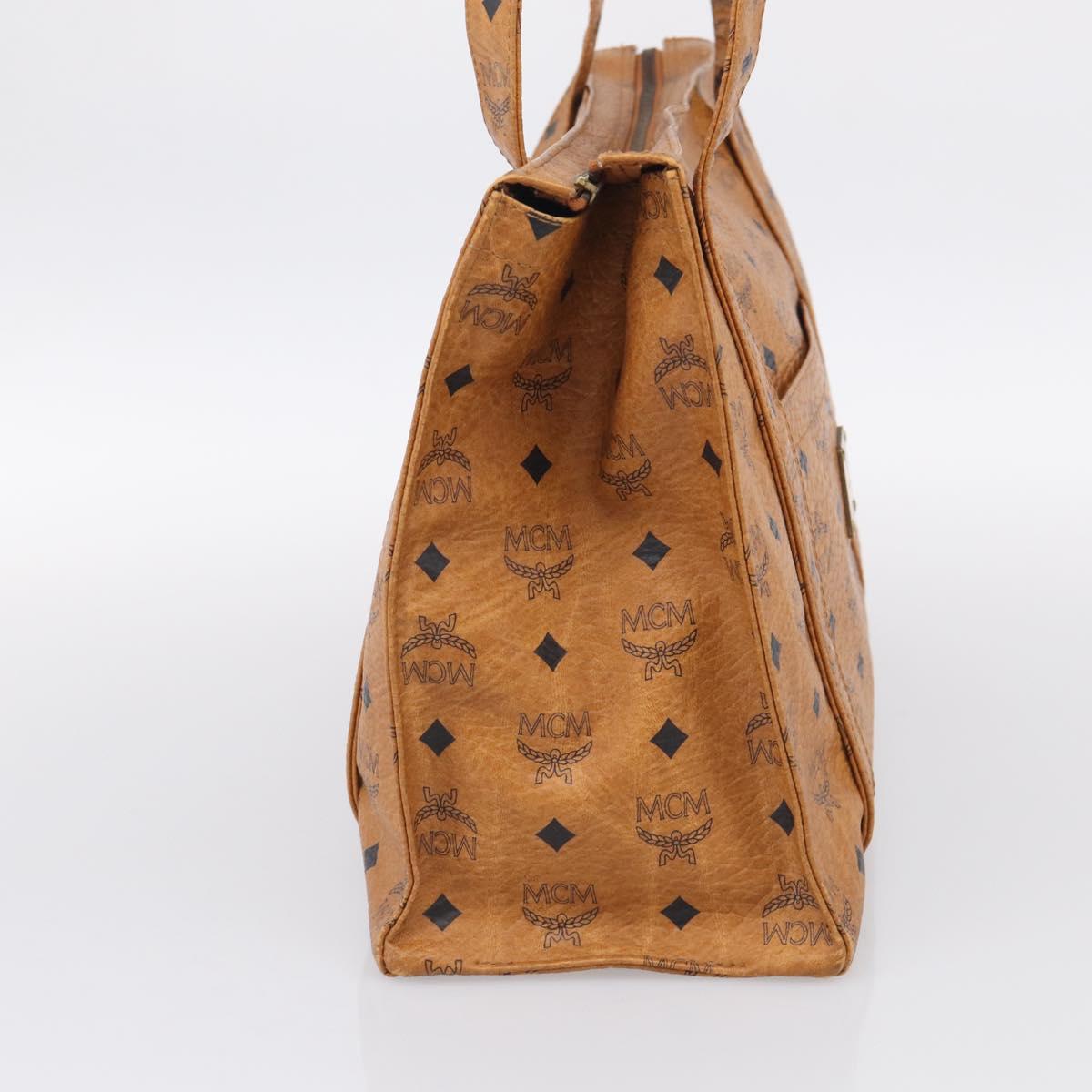 MCM Vicetos Logogram Tote Bag PVC Leather Brown Gold Auth 215611