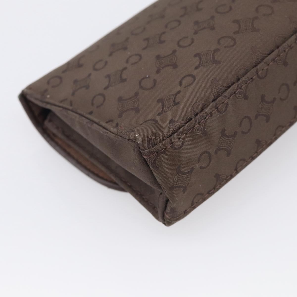 CELINE C Macadam Canvas Pouch Brown Silver Auth 215614