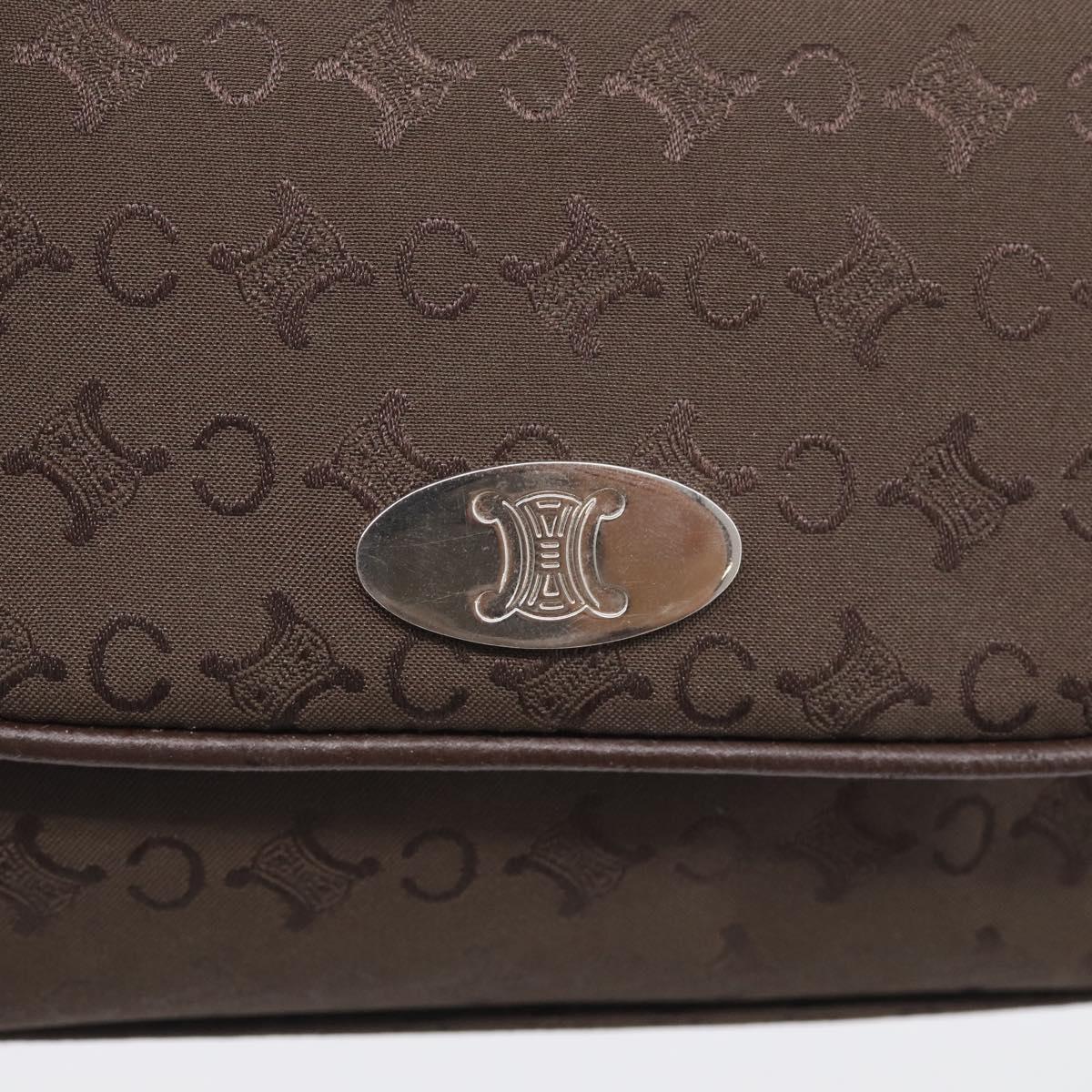 CELINE C Macadam Canvas Pouch Brown Silver Auth 215614