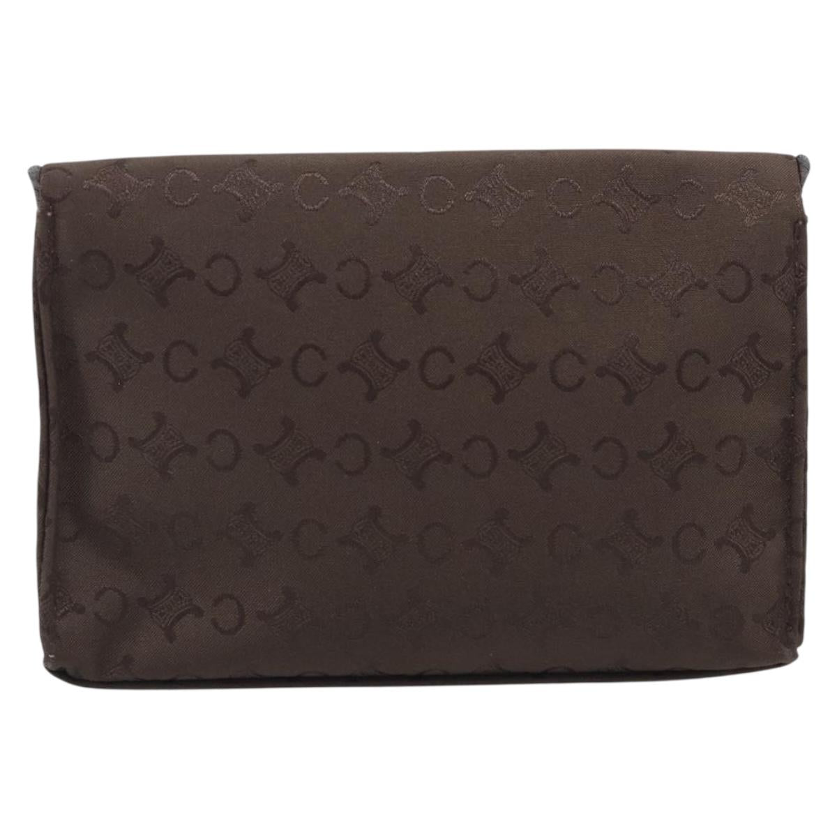 CELINE C Macadam Canvas Pouch Brown Silver Auth 215614