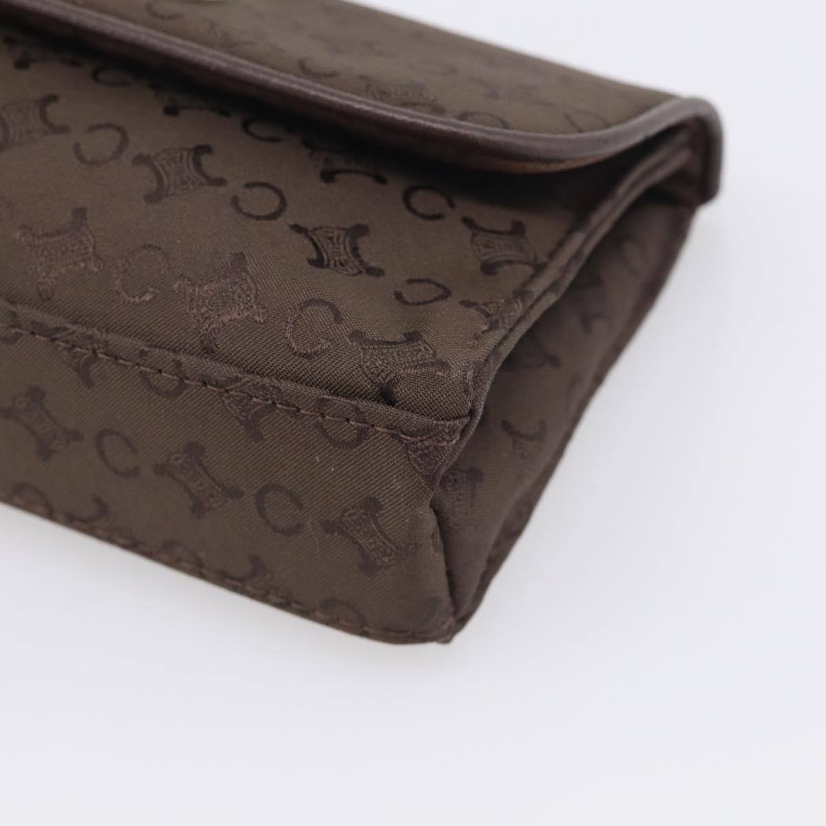 CELINE C Macadam Canvas Pouch Brown Silver Auth 215614