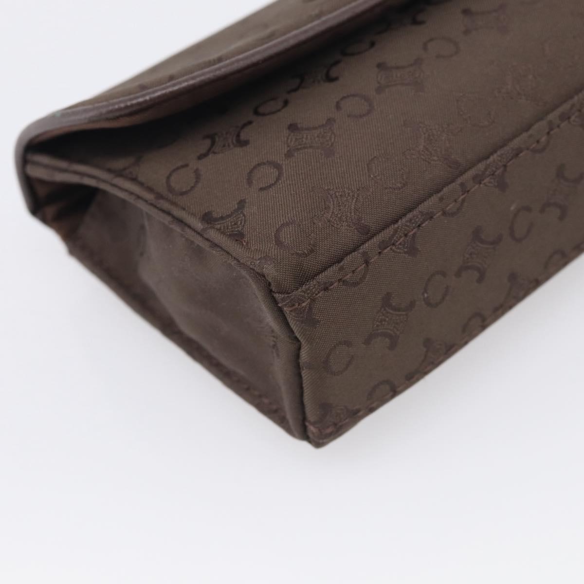 CELINE C Macadam Canvas Pouch Brown Silver Auth 215614