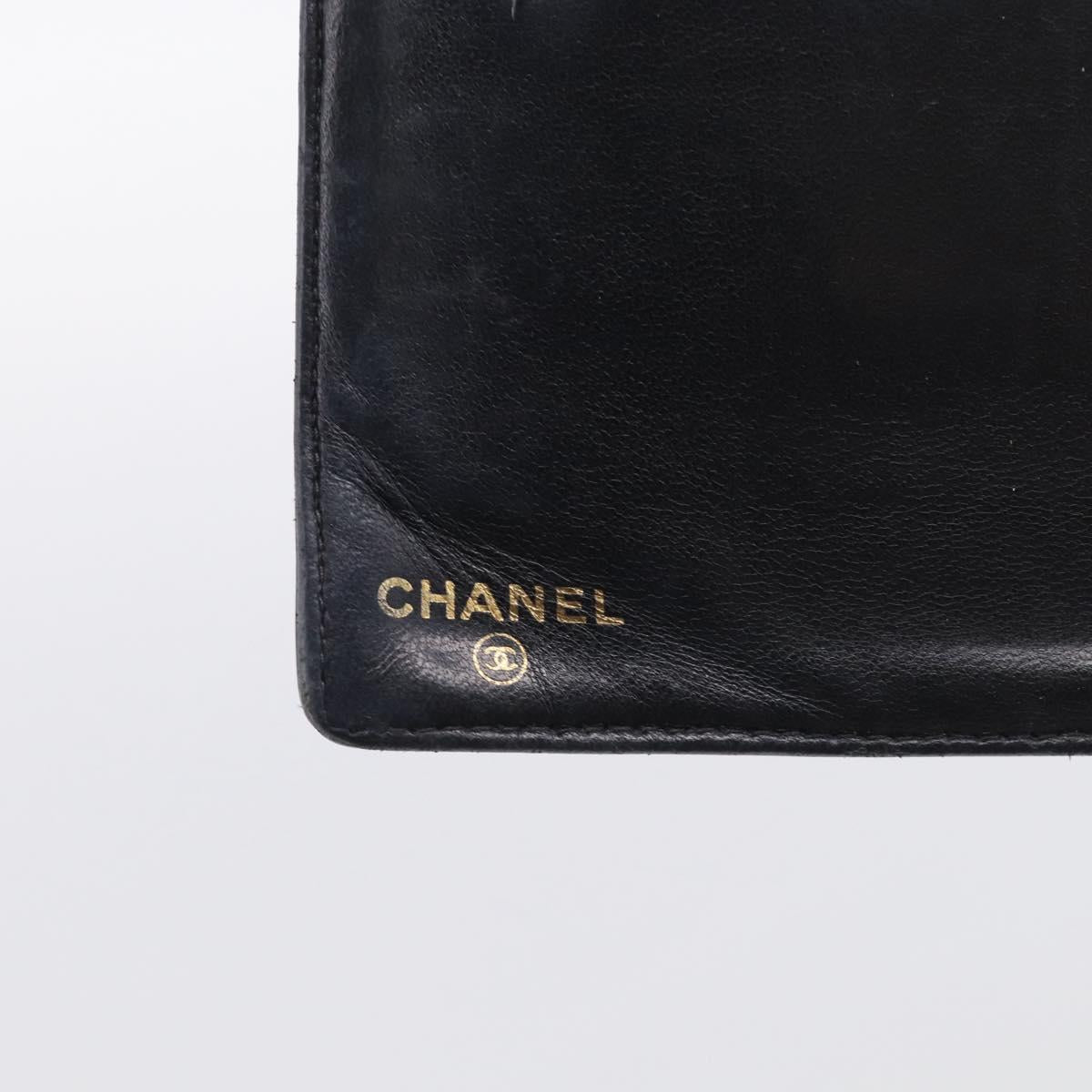 CHANEL Wallet Caviar Skin Black Gold CC Auth 215620