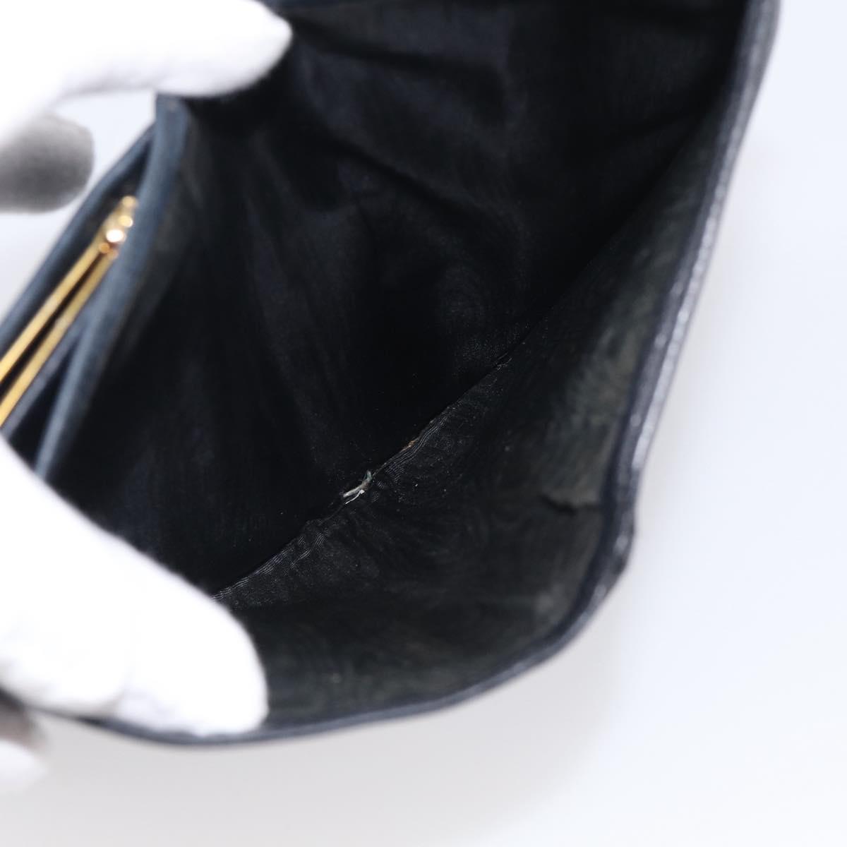 CHANEL Wallet Caviar Skin Black Gold CC Auth 215620