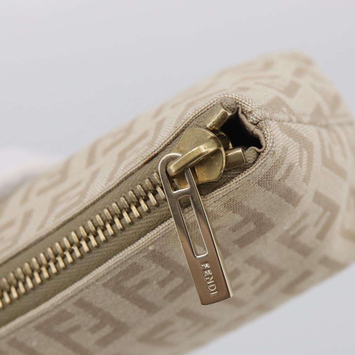 FENDI Zucchino Canvas Pouch Beige Gold Auth 215621V