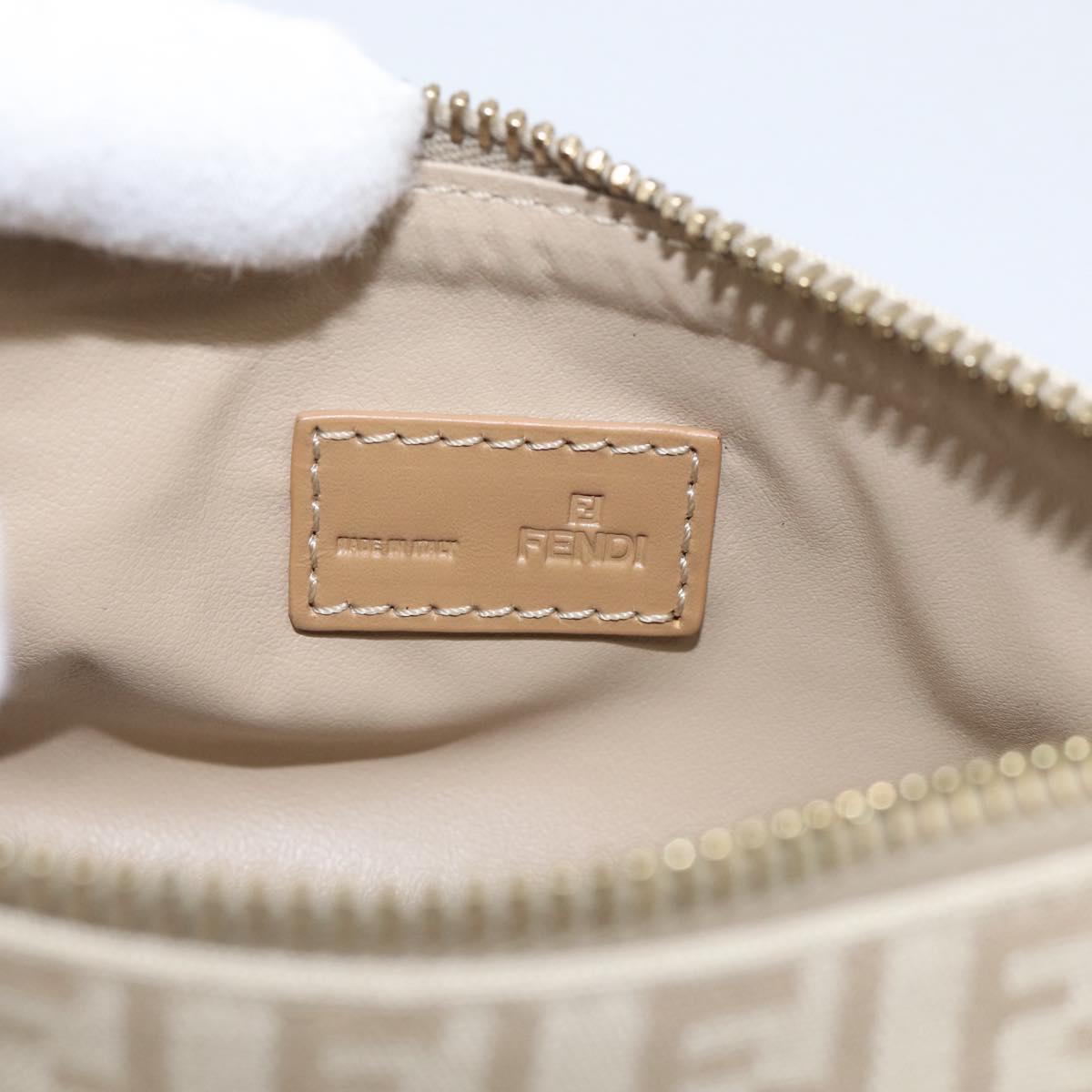 FENDI Zucchino Canvas Pouch Beige Gold Auth 215621V