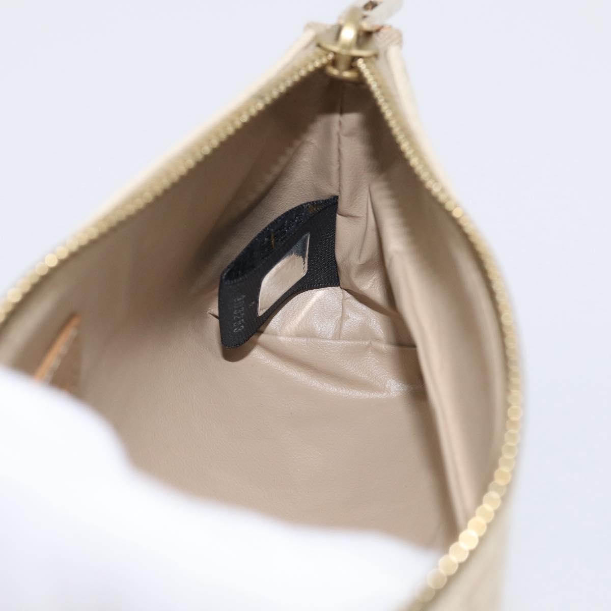 FENDI Zucchino Canvas Pouch Beige Gold Auth 215621V