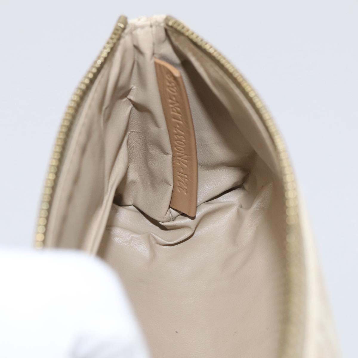 FENDI Zucchino Canvas Pouch Beige Gold Auth 215621V