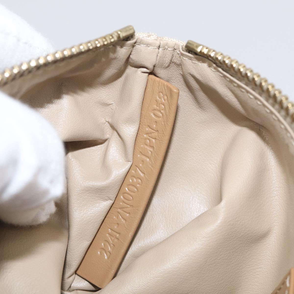 FENDI Zucchino Canvas Pouch Beige Gold Auth 215621V