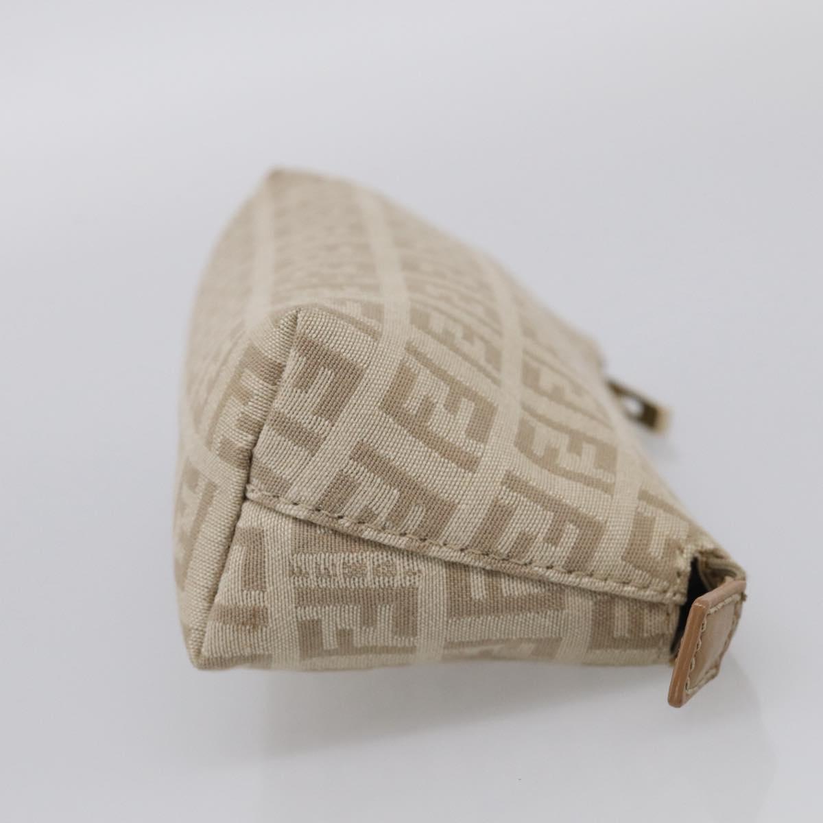 FENDI Zucchino Canvas Pouch Beige Gold Auth 215621V