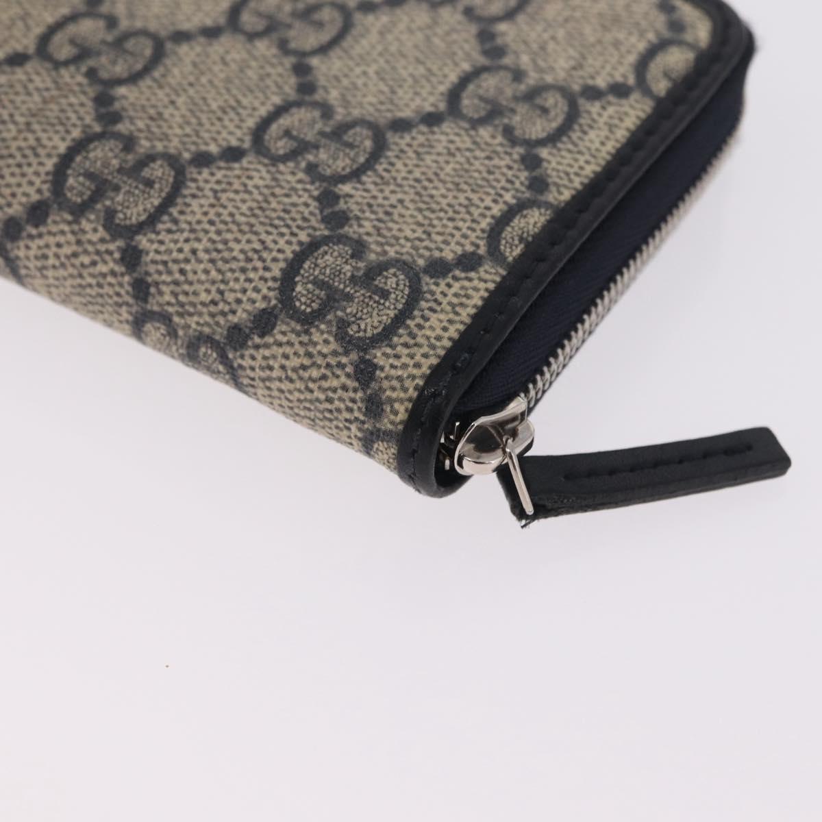 GUCCI GG Supreme Coin Purse PVC Navy Silver 235558 Auth 215622A