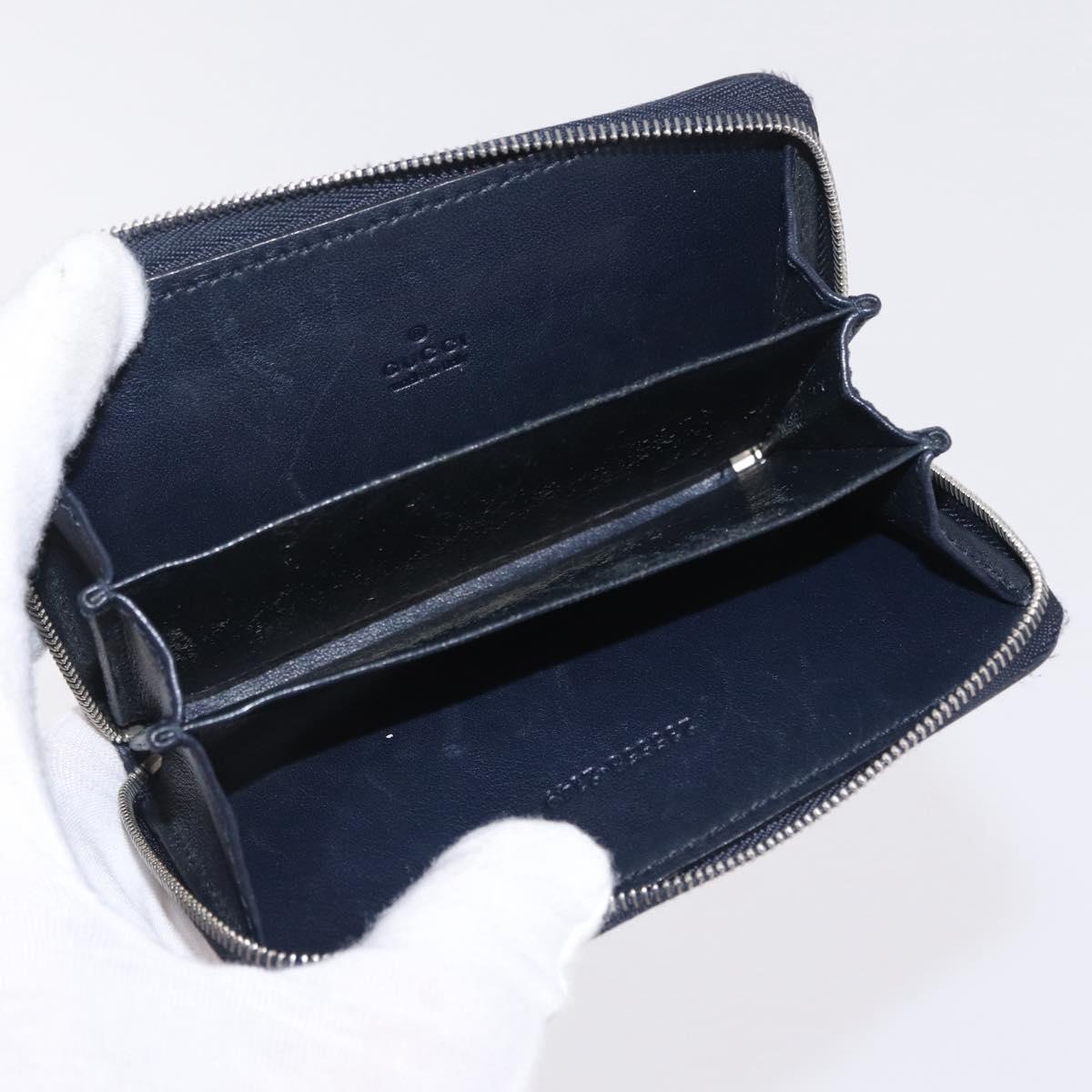 GUCCI GG Supreme Coin Purse PVC Navy Silver 235558 Auth 215622A