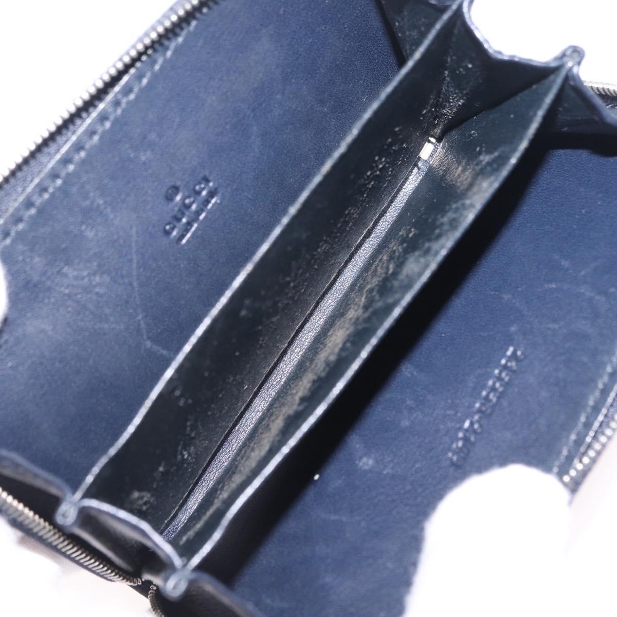 GUCCI GG Supreme Coin Purse PVC Navy Silver 235558 Auth 215622A