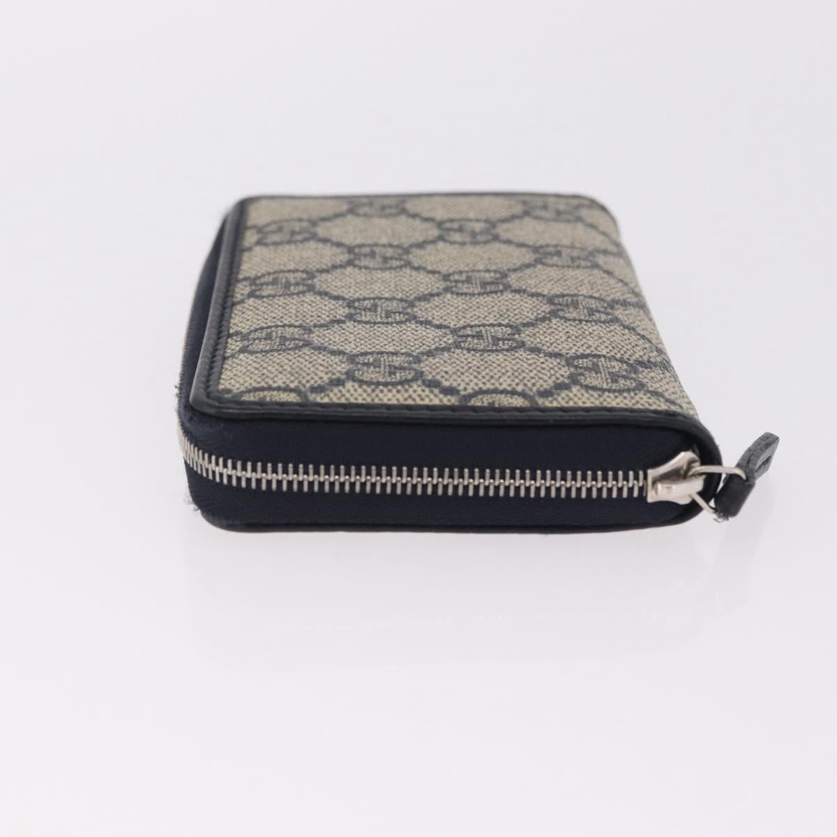 GUCCI GG Supreme Coin Purse PVC Navy Silver 235558 Auth 215622A