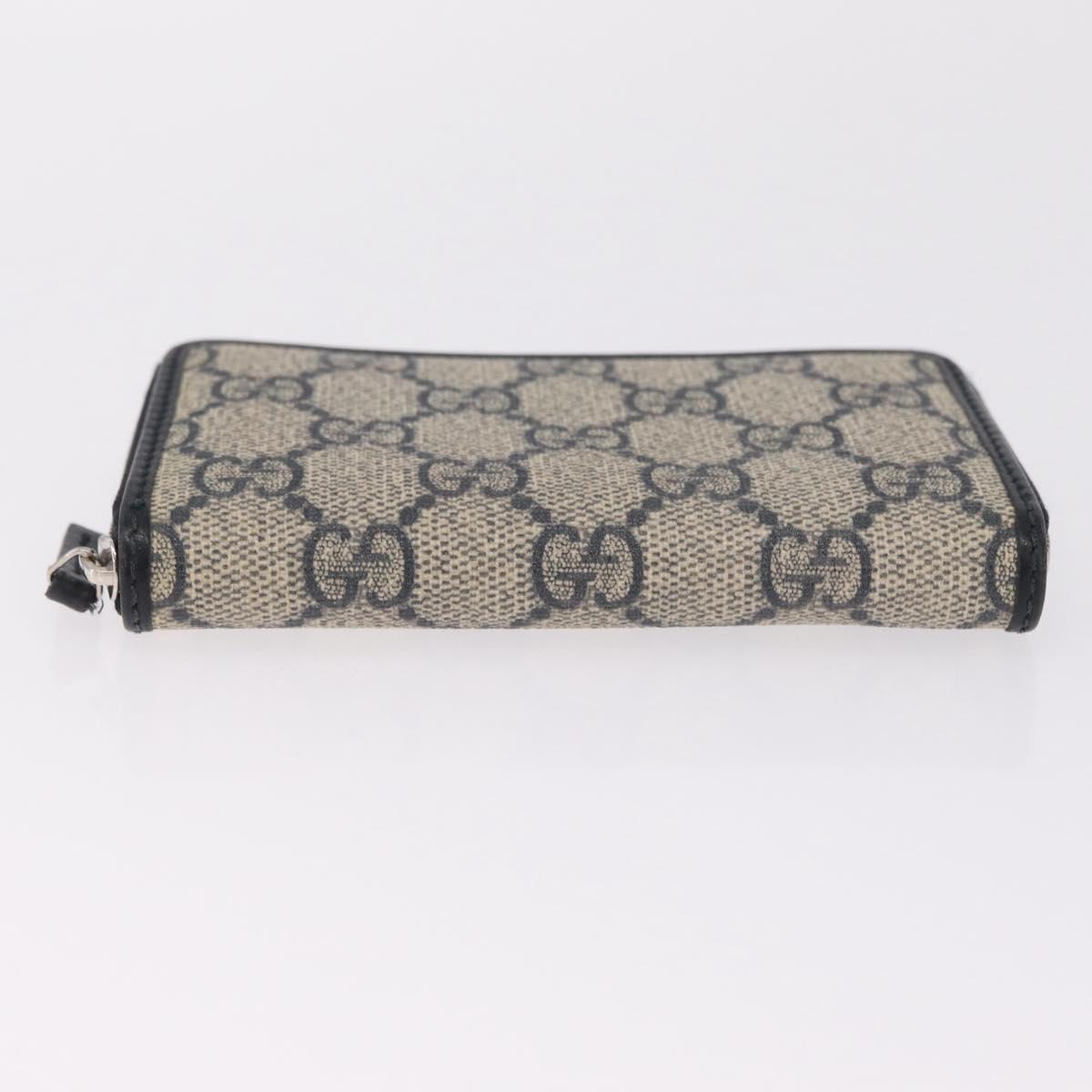 GUCCI GG Supreme Coin Purse PVC Navy Silver 235558 Auth 215622A