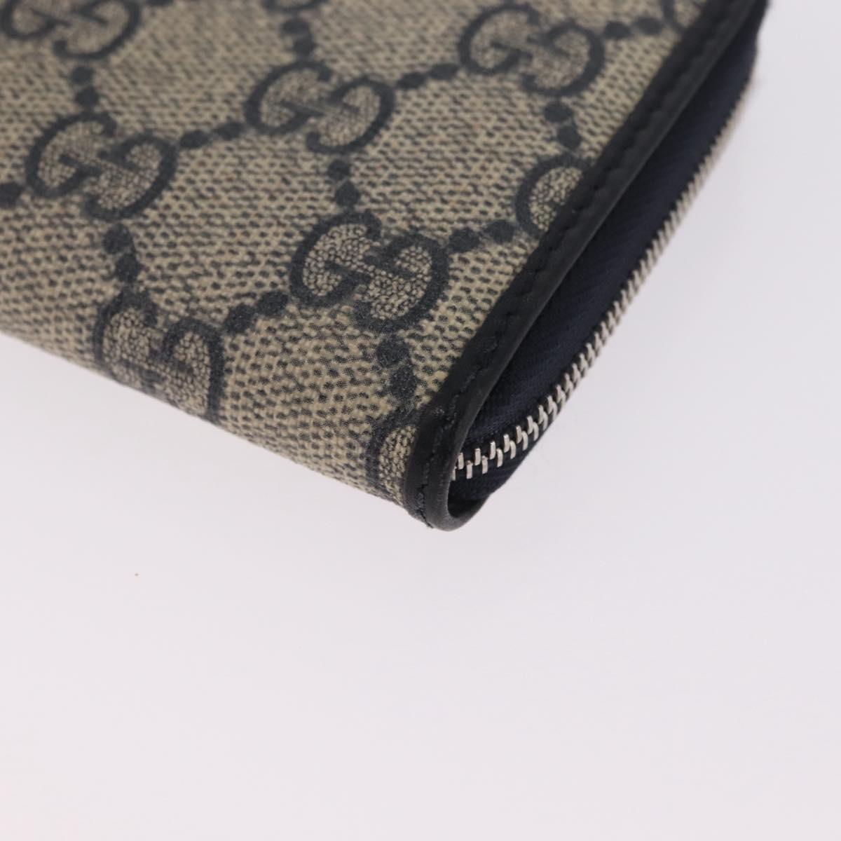GUCCI GG Supreme Coin Purse PVC Navy Silver 235558 Auth 215622A