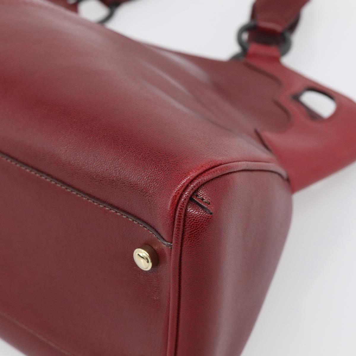 Cartier Hand Bag Leather Bordeaux Auth 215659V