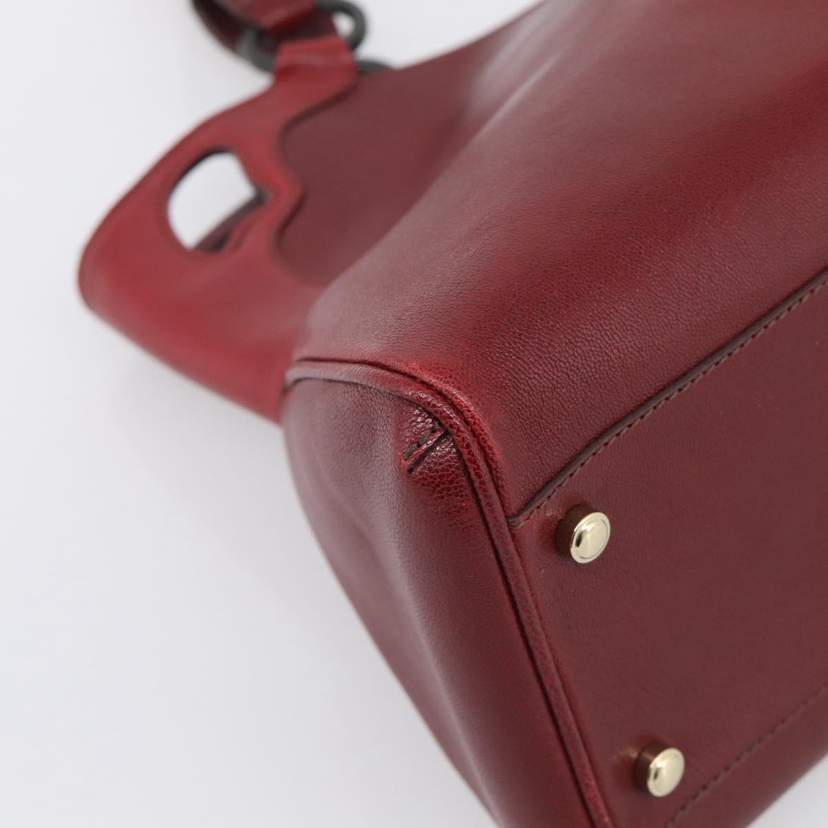 Cartier Hand Bag Leather Bordeaux Auth 215659V