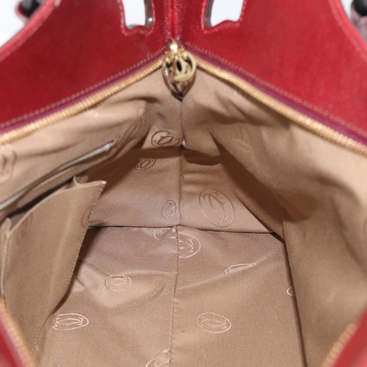 Cartier Hand Bag Leather Bordeaux Auth 215659V