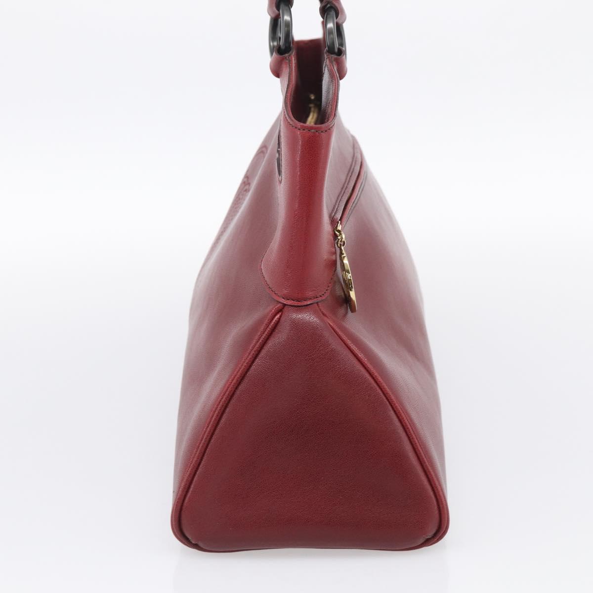 Cartier Hand Bag Leather Bordeaux Auth 215659V