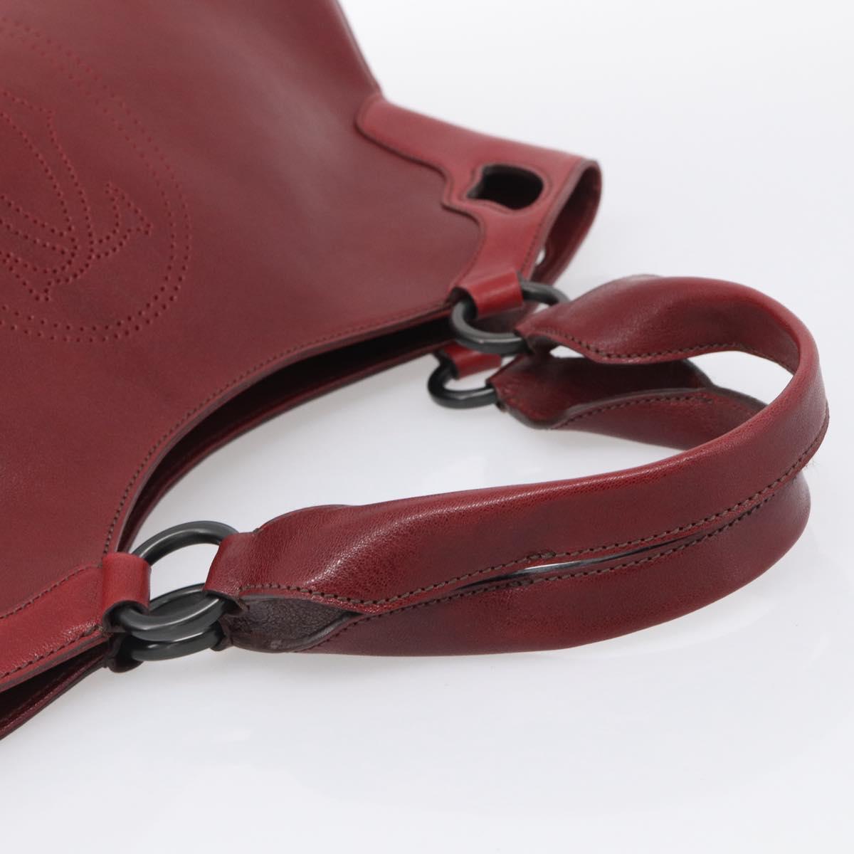 Cartier Hand Bag Leather Bordeaux Auth 215659V