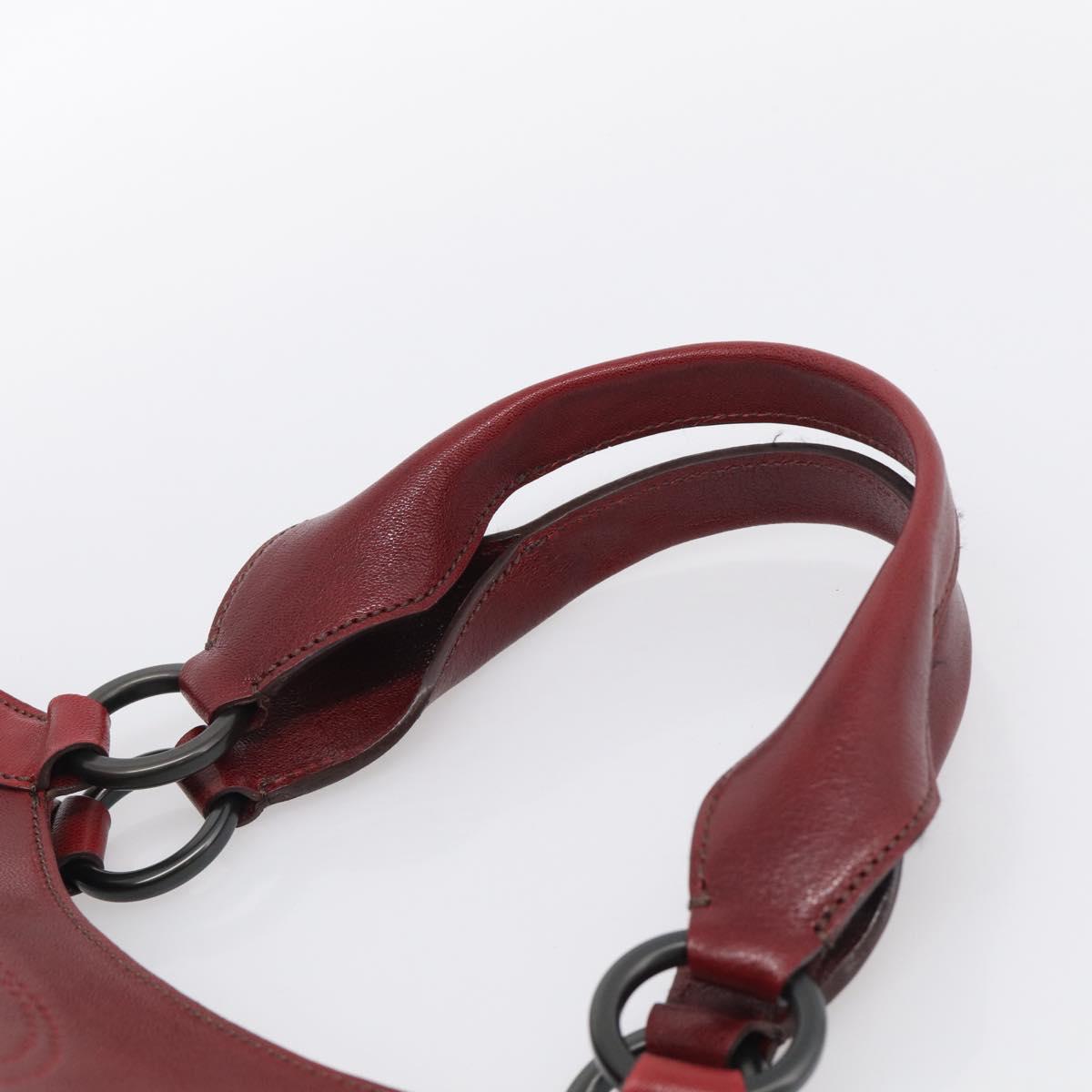 Cartier Hand Bag Leather Bordeaux Auth 215659V