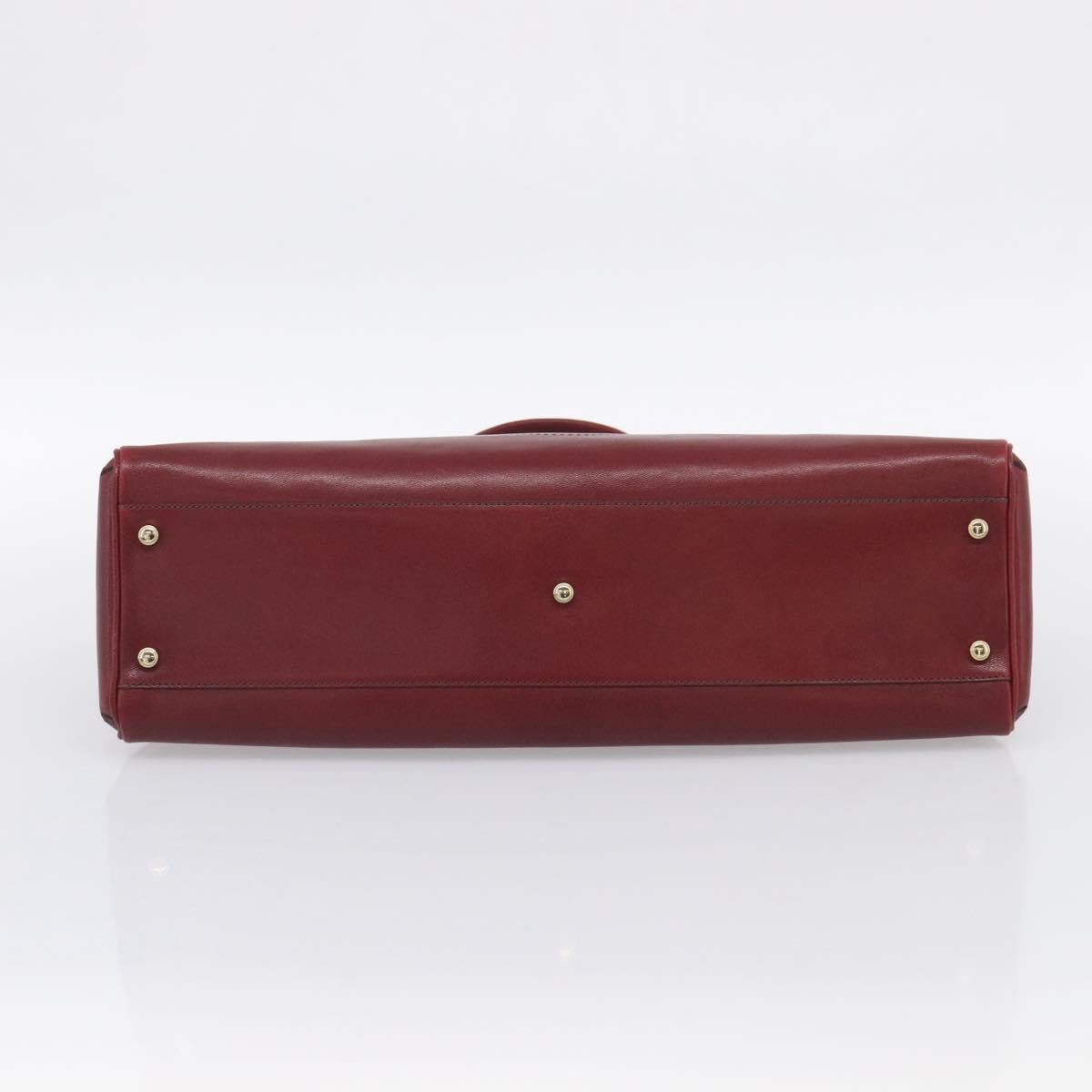Cartier Hand Bag Leather Bordeaux Auth 215659V