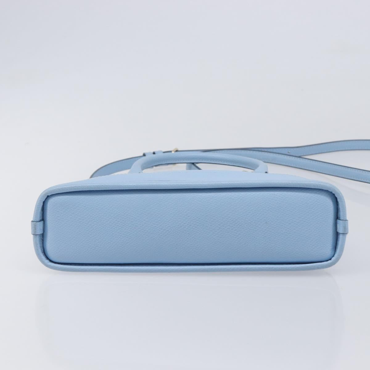 Coach Hand Bag Leather 2way Light Blue Gold Auth 215662A