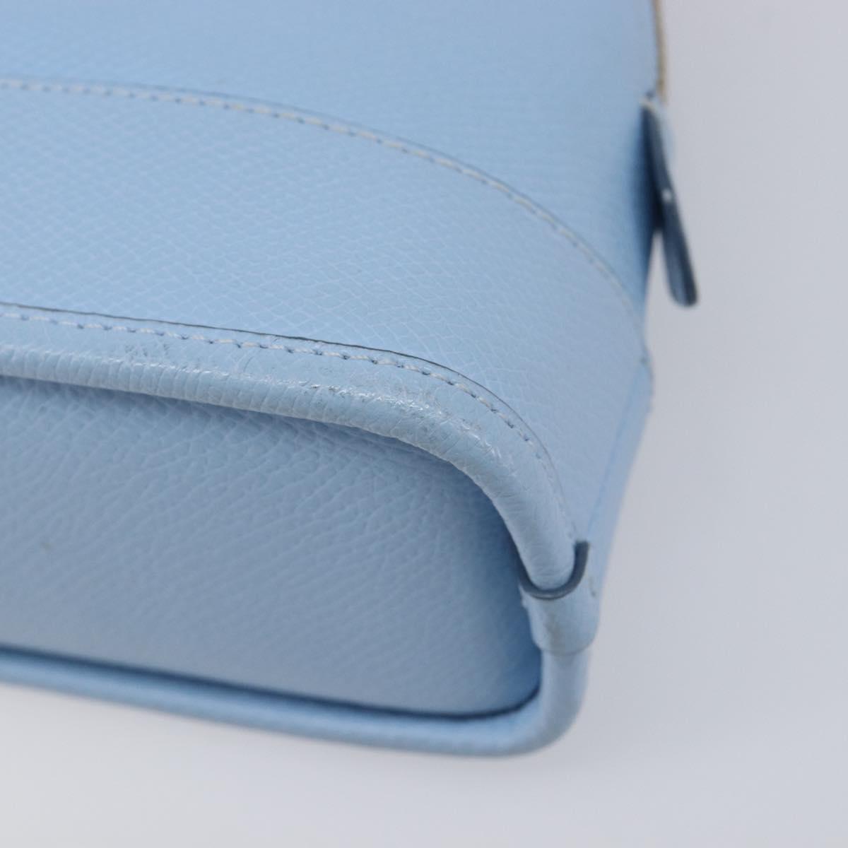Coach Hand Bag Leather 2way Light Blue Gold Auth 215662A