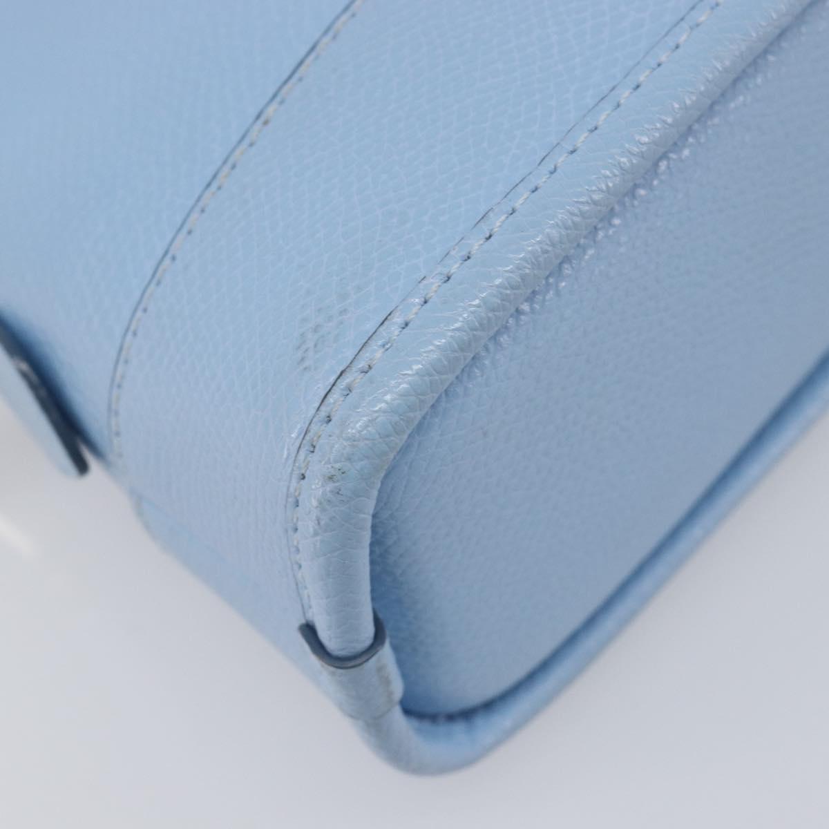 Coach Hand Bag Leather 2way Light Blue Gold Auth 215662A