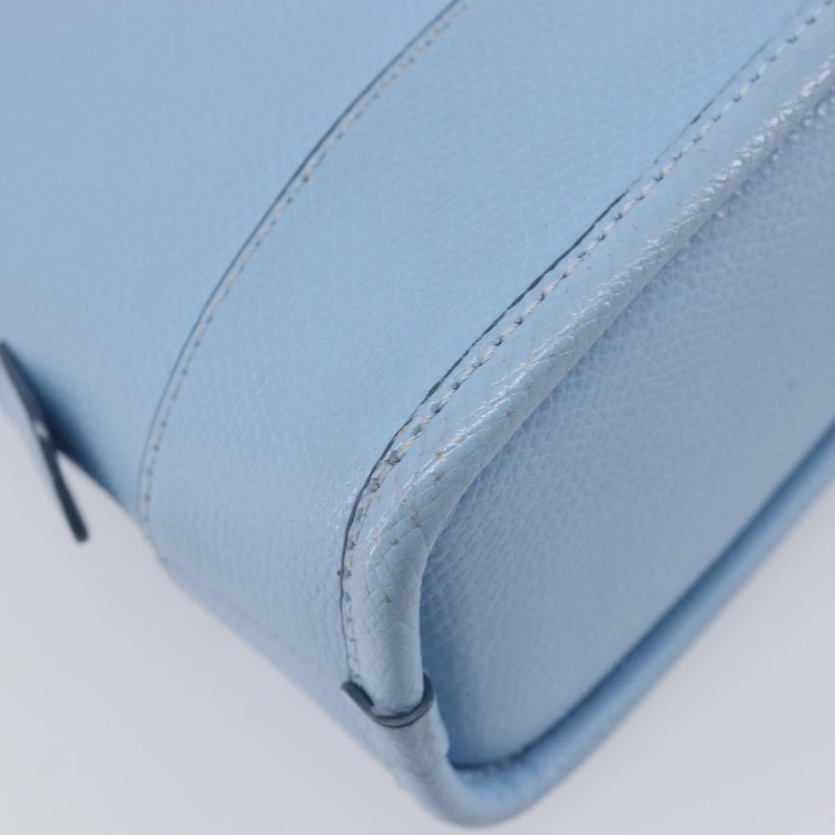Coach Hand Bag Leather 2way Light Blue Gold Auth 215662A