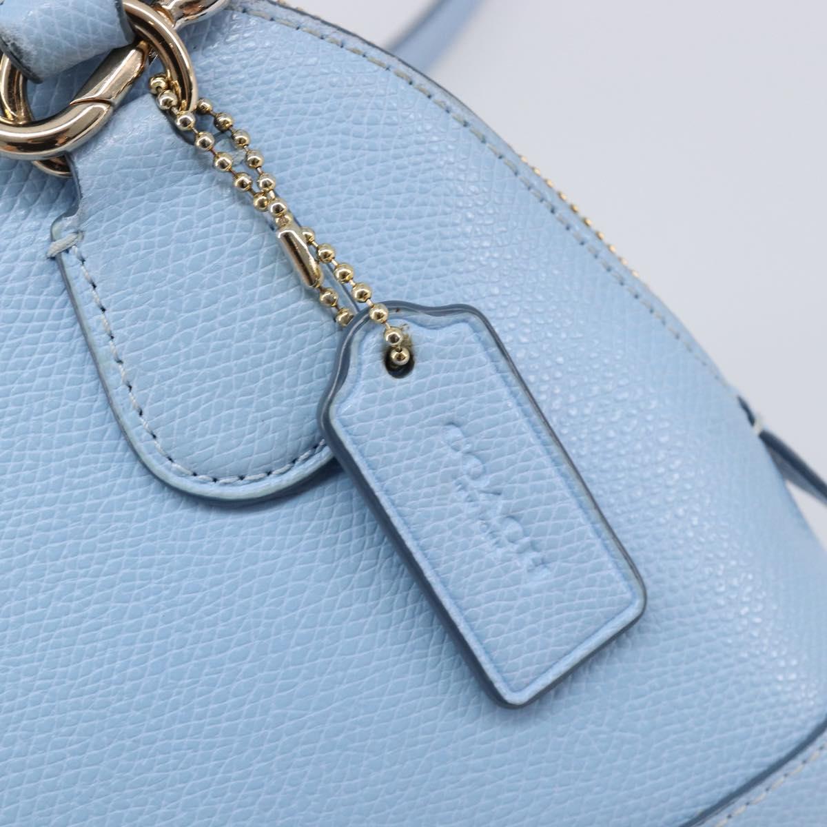 Coach Hand Bag Leather 2way Light Blue Gold Auth 215662A