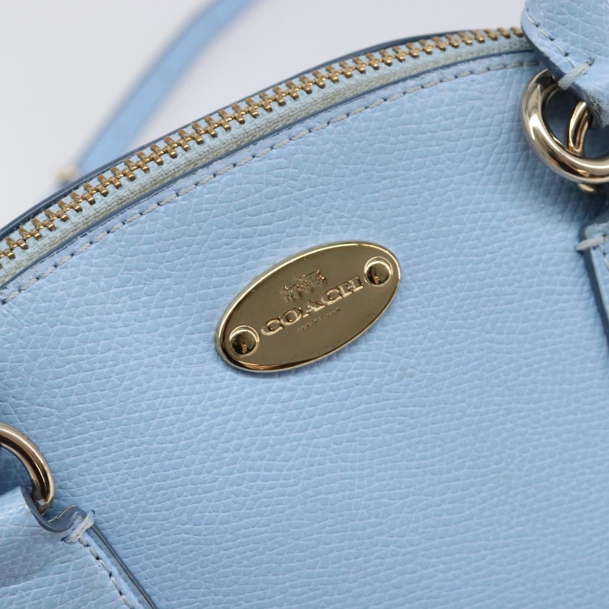 Coach Hand Bag Leather 2way Light Blue Gold Auth 215662A