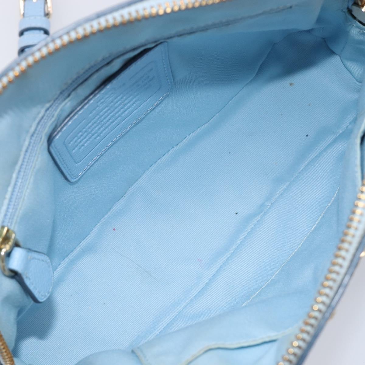 Coach Hand Bag Leather 2way Light Blue Gold Auth 215662A